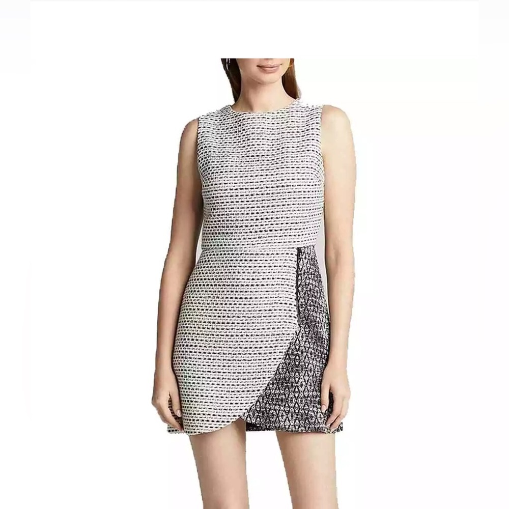 Alice + Olivia 'Sally' Side-Zip Tweed Mini Dress Size 8